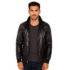 Vintage Diesel Moto Bomber Nylon Windbreaker Mens Black Jacket